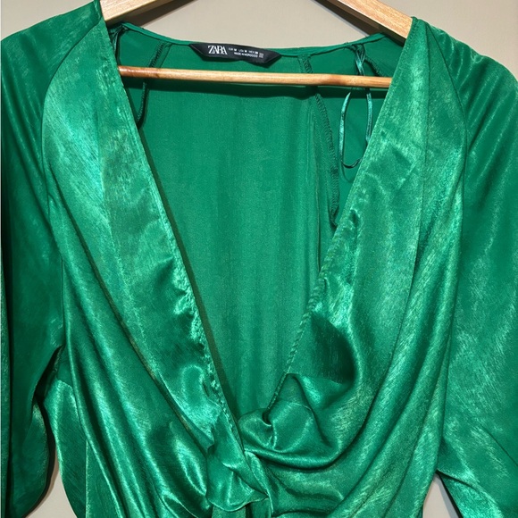 ZARA Satin-Like Tiered Skirt Dress - Picture 4 of 7